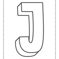 3d alphabet letter j coloring page