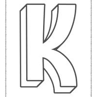 3d alphabet letter k coloring page