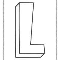 3d alphabet letter l coloring page