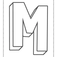3d alphabet letter m coloring page
