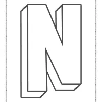 3d alphabet letter n coloring page