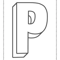 3d alphabet letter p coloring page