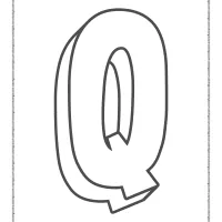 3d alphabet letter q coloring page