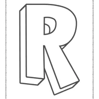 3d alphabet letter r coloring page