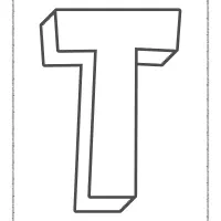 3d alphabet letter t coloring page