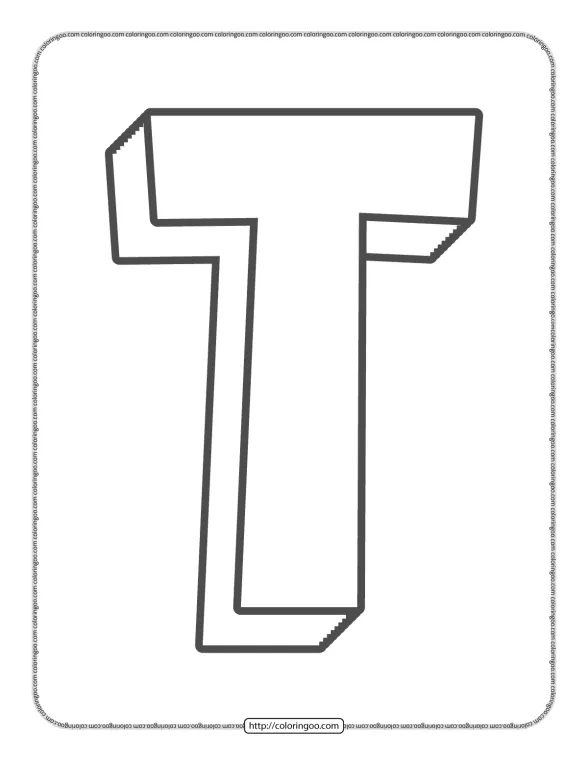 3D Alphabet Letter T Coloring Page 1 3d alphabet letter t coloring page