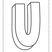3d alphabet letter u coloring page