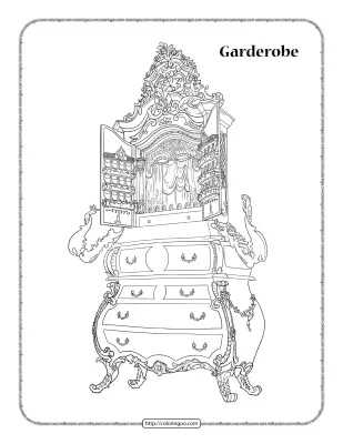 Beauty and The Beast Garderobe Coloring Page
