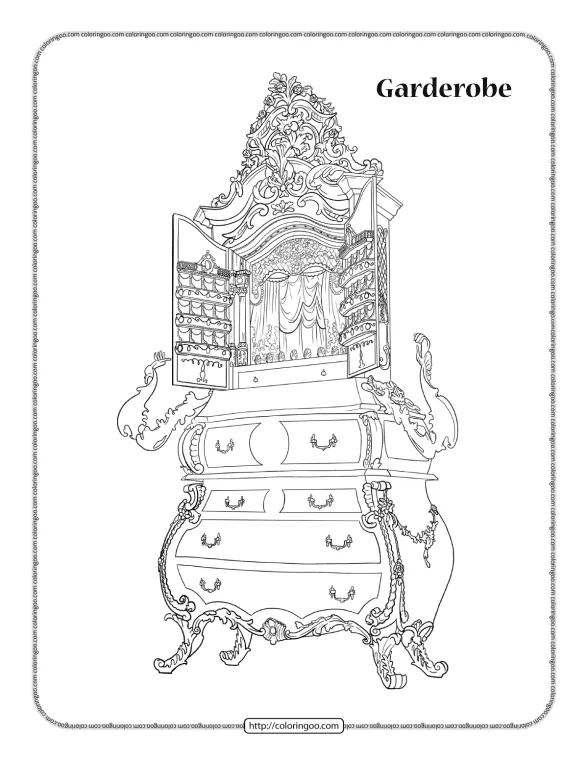 Beauty and The Beast Garderobe Coloring Page 1 beauty and the beast garderobe coloring page