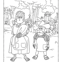 coco celebration at the cemetery coloring page