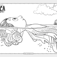 printable sea monster luca coloring sheet