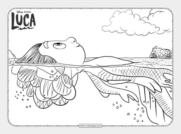 Printable Sea Monster Luca Coloring Sheet 1 printable sea monster luca coloring sheet