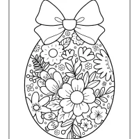easter egg with flowers drawing coloring page