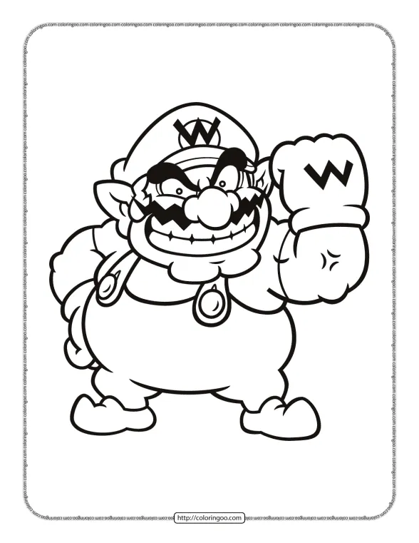 Printable Wario Coloring Page 1 printable wario coloring page