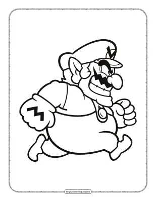 Wario Coloring Sheet for Kids