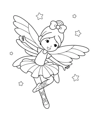 Cute Fairy Ballerina Coloring Page