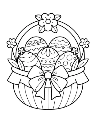 Easter Egg Basket Coloring Page for Kids