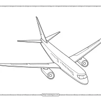 hand drawn airplane outline coloring page