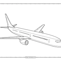 hand drawn airplane outline coloring sheet
