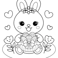 rabbit collecting easter egg coloring page