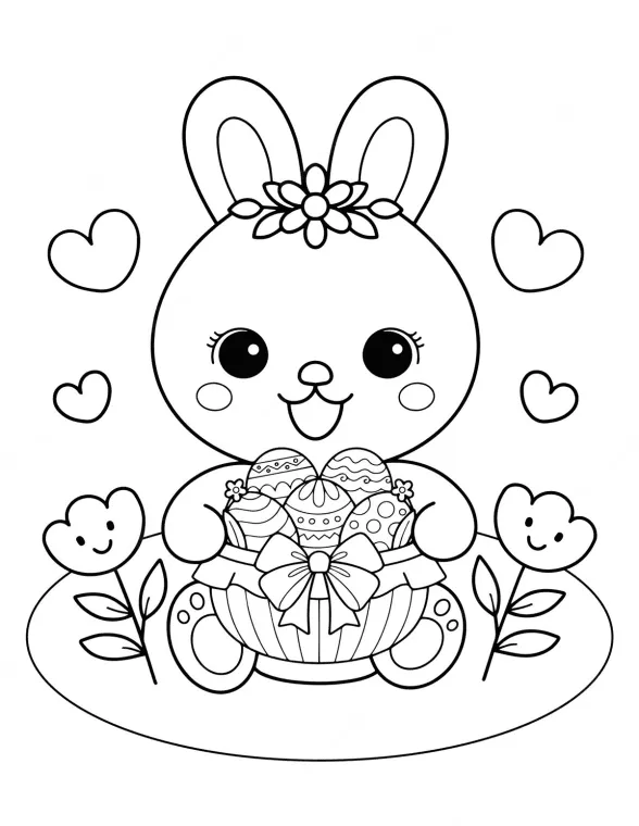 rabbit collecting easter egg coloring page