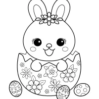 sweet easter bunny in egg coloring page