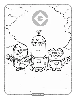 Bob Kevin and Stuart Minion Coloring Sheet