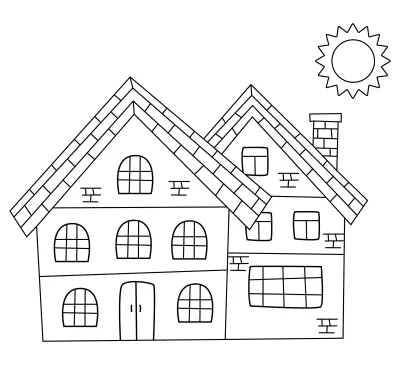 Cute Cartoon House Coloring Page