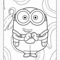 cute minion bob with bananas coloring sheet