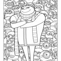 gru with minions coloring page