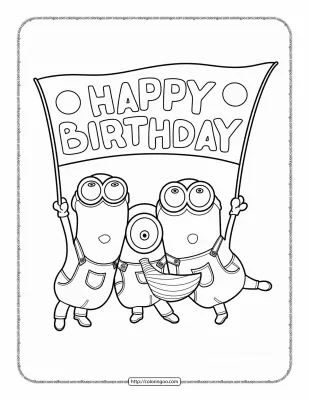 Happy Birthday Minions Coloring Sheet