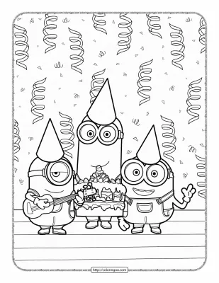 Minions Birthday Party Coloring Page