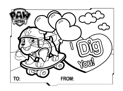 Paw Patrol Valentines Day Coloring Sheet 02