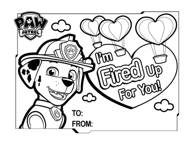 Paw Patrol Valentines Day Coloring Sheet 03