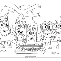 bluey spy game friends coloring sheet