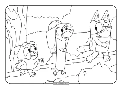 Bluey Typewriter Friends Coloring Sheet