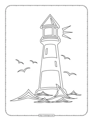 Printable Lighthouse Coloring Pages PDF