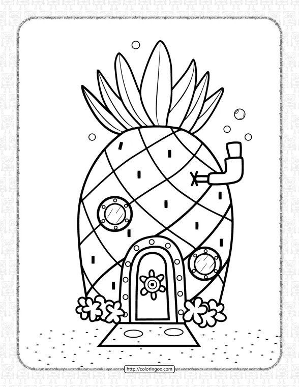 SpongeBob Pineapple House Coloring Page 1 spongebob pineapple house coloring page