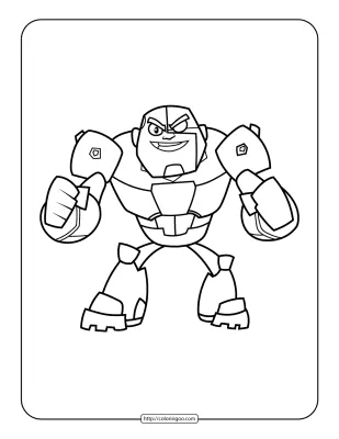 Teen Titans Go Cyborg Smirking Coloring Sheet