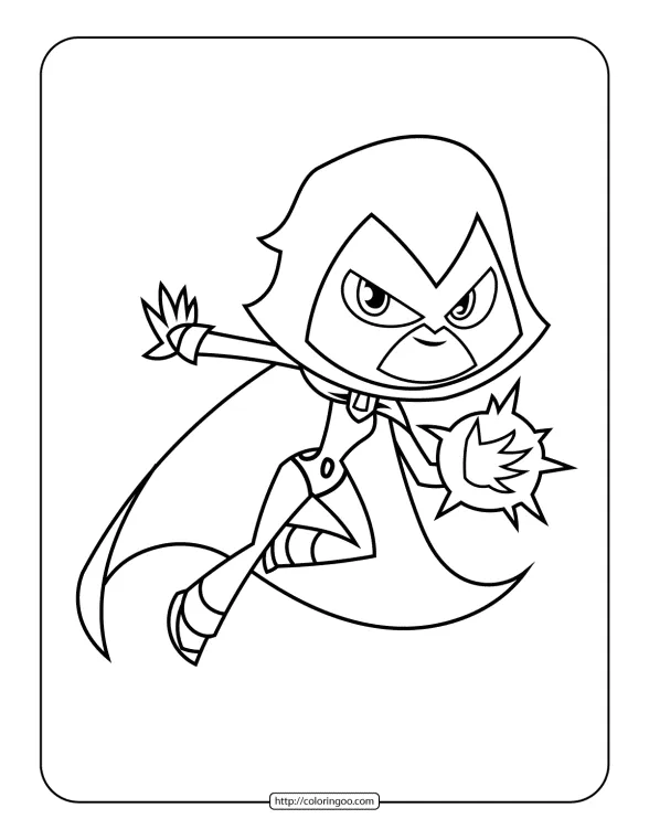 Teen Titans Go Raven Coloring Sheet 1 teen titans go raven coloring sheet