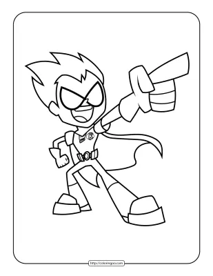 Teen Titans Go Robin Coloring Sheet