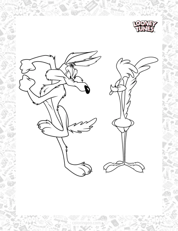 Wile-E Coyote and the Road Runner Coloring Sheet 1 wile e coyote and the road runner coloring sheet