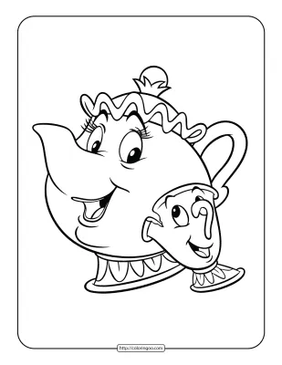 Mrs. Potts and Chip Coloring Page
