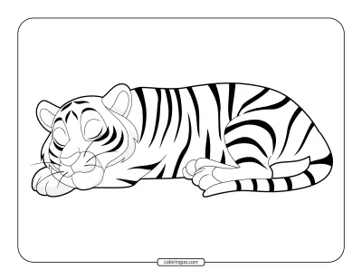 Sleeping Tiger Coloring Sheet