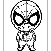 child spiderman kawaii coloring page