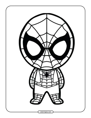 Child Spiderman Kawaii Coloring Page