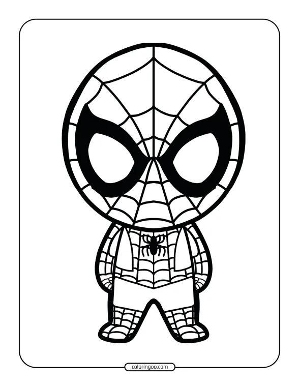 Child Spiderman Kawaii Coloring Page 1 child spiderman kawaii coloring page
