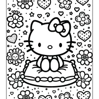 hello kitty on the pillow coloring page