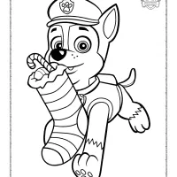 Chase with Christmas Stocking Coloring Page 85 chase with christmas stocking coloring page