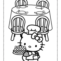 chef hello kitty pdf coloring page